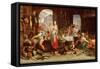 Kitchen Scene with the Parable of the Feast-Joachim Wtewael Or Utewael-Framed Stretched Canvas