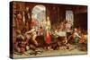 Kitchen Scene with the Parable of the Feast-Joachim Wtewael Or Utewael-Stretched Canvas