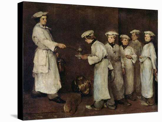 Kitchen Scene-Auguste Theodule Ribot-Stretched Canvas