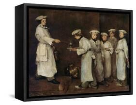 Kitchen Scene-Auguste Theodule Ribot-Framed Stretched Canvas