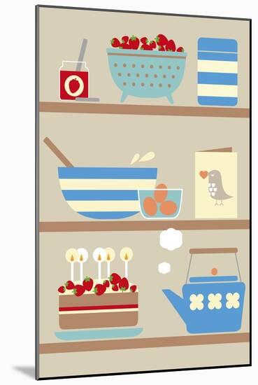 Kitchen Shelves-Dicky Bird-Mounted Giclee Print