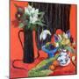 Kitchen Still Life on Red, 2019 (Acrylic)-Ann Oram-Mounted Giclee Print