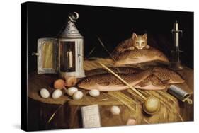 Kitchen Still Life with Fish and Cat-Sebastian Stoskopff-Stretched Canvas