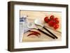 Kitchen Table with Salad Servers, Tomatoes, Chilli-Fact-Framed Photographic Print