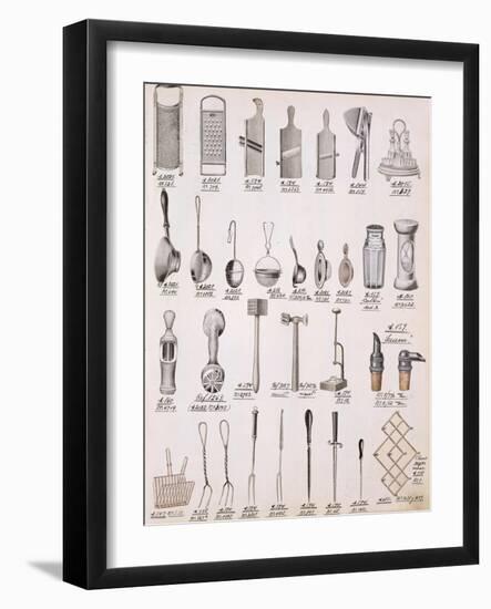 Kitchen Utensils, from a Trade Catalogue of Domestic Goods and Fittings, c.1890-1910-null-Framed Giclee Print