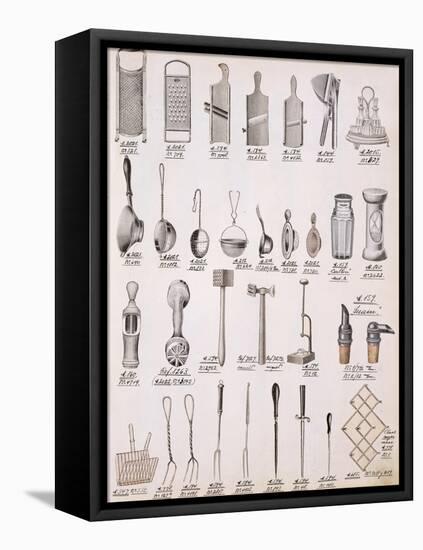 Kitchen Utensils, from a Trade Catalogue of Domestic Goods and Fittings, c.1890-1910-null-Framed Stretched Canvas