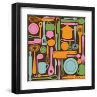 Kitchen Utensils - Seamless Pattern-kytalpa-Framed Art Print