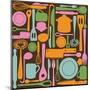 Kitchen Utensils - Seamless Pattern-kytalpa-Mounted Art Print