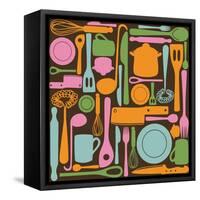 Kitchen Utensils - Seamless Pattern-kytalpa-Framed Stretched Canvas