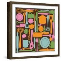 Kitchen Utensils - Seamless Pattern-kytalpa-Framed Art Print