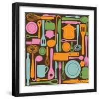 Kitchen Utensils - Seamless Pattern-kytalpa-Framed Art Print