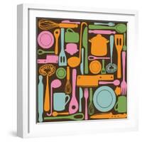 Kitchen Utensils - Seamless Pattern-kytalpa-Framed Art Print