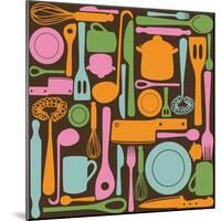 Kitchen Utensils - Seamless Pattern-kytalpa-Mounted Art Print