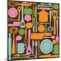 Kitchen Utensils - Seamless Pattern-kytalpa-Mounted Art Print