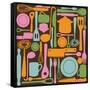 Kitchen Utensils - Seamless Pattern-kytalpa-Framed Stretched Canvas