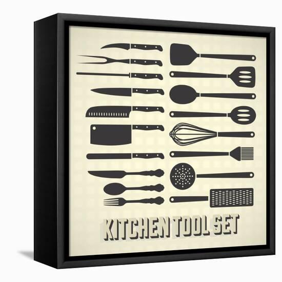 Kitchen Utensils Set-vreddane-Framed Stretched Canvas