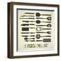 Kitchen Utensils Set-vreddane-Framed Art Print