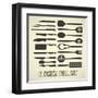 Kitchen Utensils Set-vreddane-Framed Art Print