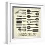 Kitchen Utensils Set-vreddane-Framed Art Print