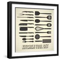 Kitchen Utensils Set-vreddane-Framed Art Print