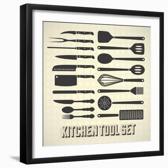 Kitchen Utensils Set-vreddane-Framed Art Print