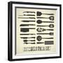 Kitchen Utensils Set-vreddane-Framed Art Print