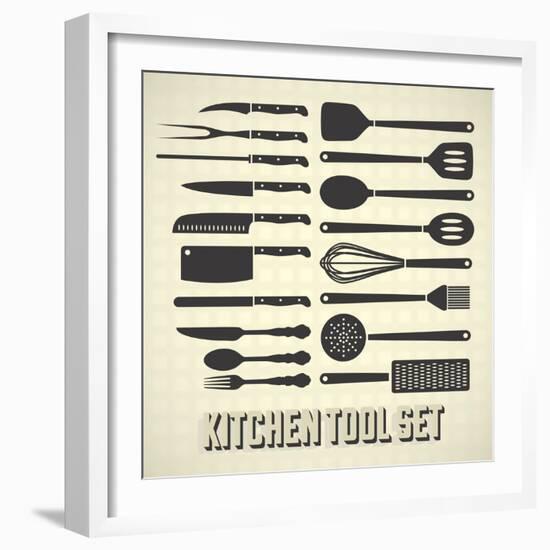 Kitchen Utensils Set-vreddane-Framed Art Print