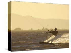 Kite Boarding in the Sacramento River, Sherman Island, Rio Vista, California-Josh Anon-Stretched Canvas