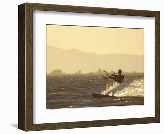 Kite Boarding in the Sacramento River, Sherman Island, Rio Vista, California-Josh Anon-Framed Photographic Print