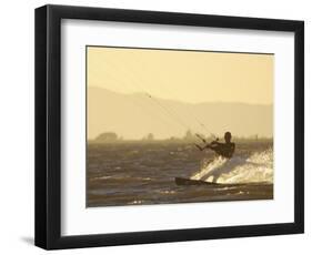 Kite Boarding in the Sacramento River, Sherman Island, Rio Vista, California-Josh Anon-Framed Photographic Print