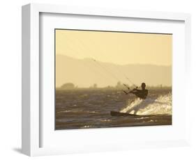 Kite Boarding in the Sacramento River, Sherman Island, Rio Vista, California-Josh Anon-Framed Photographic Print