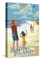 Kite Flyers - Kiawah Island, South Carolina-Lantern Press-Stretched Canvas