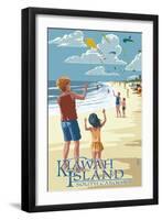 Kite Flyers - Kiawah Island, South Carolina-Lantern Press-Framed Art Print