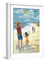 Kite Flyers - Kiawah Island, South Carolina-Lantern Press-Framed Art Print