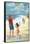 Kite Flyers - Myrtle Beach, South Carolina-Lantern Press-Framed Stretched Canvas