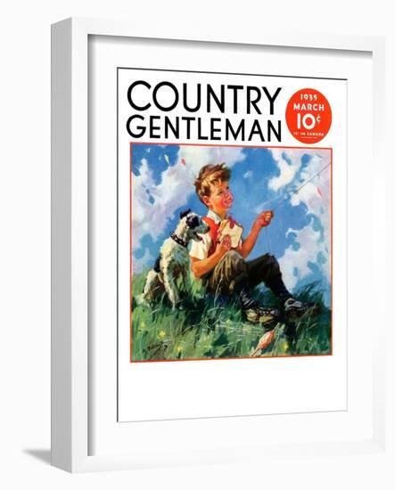 "Kite Flying," Country Gentleman Cover, March 1, 1935-Henry Hintermeister-Framed Giclee Print