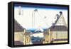 Kite Flying from Rooftop-Katsushika Hokusai-Framed Stretched Canvas