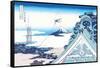 Kite Flying in View of Mount Fuji-Katsushika Hokusai-Framed Stretched Canvas