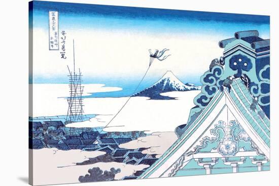 Kite Flying in View of Mount Fuji-Katsushika Hokusai-Stretched Canvas