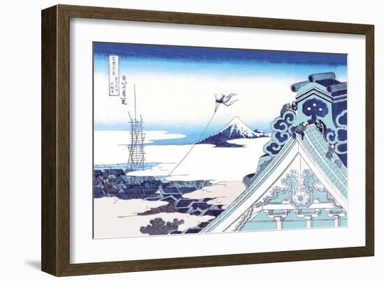 Kite Flying in View of Mount Fuji-Katsushika Hokusai-Framed Premium Giclee Print