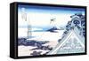 Kite Flying in View of Mount Fuji-Katsushika Hokusai-Framed Stretched Canvas