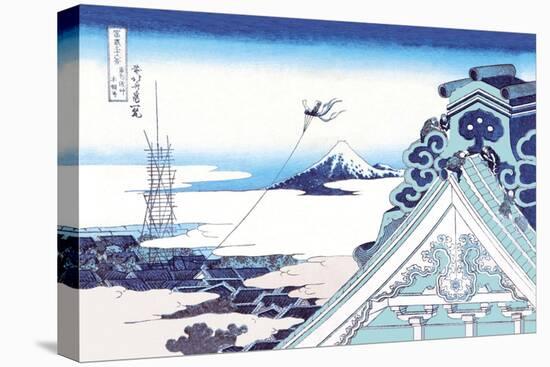 Kite Flying in View of Mount Fuji-Katsushika Hokusai-Stretched Canvas