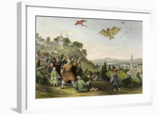 Kite Flying-Thomas Allom-Framed Art Print