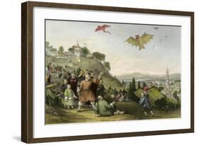 Kite Flying-Thomas Allom-Framed Art Print