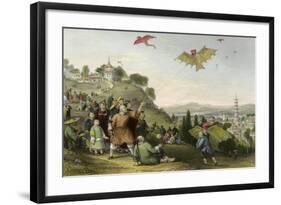 Kite Flying-Thomas Allom-Framed Art Print