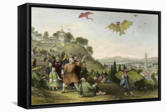 Kite Flying-Thomas Allom-Framed Stretched Canvas