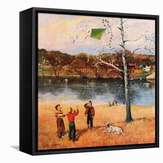 "Kite in the Tree", March 10, 1956-John Clymer-Framed Stretched Canvas