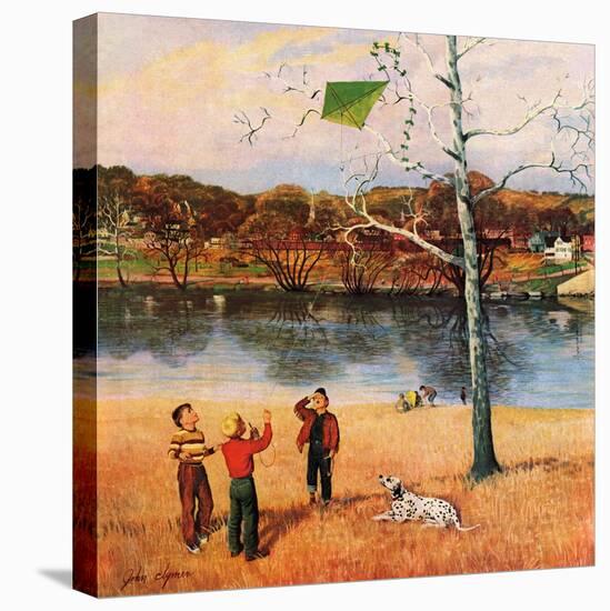 "Kite in the Tree", March 10, 1956-John Clymer-Stretched Canvas