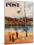 "Kite in the Tree" Saturday Evening Post Cover, March 10, 1956-John Clymer-Mounted Giclee Print