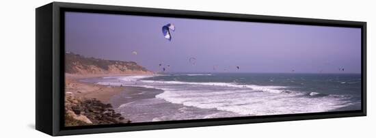 Kite Surfers over the Sea, Waddell Beach, Waddell Creek, Santa Cruz County, California, USA-null-Framed Stretched Canvas